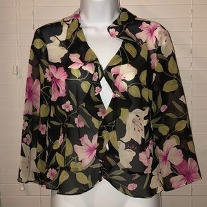 Evan Picone Floral Sheer Top Size 10